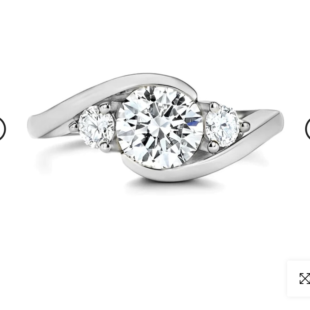 Three Stone Tension Set Moissanite Bypass Engagement Ring.  1.4  karet